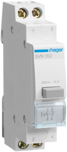 REG-Druckschalter Hager 16A 230V 1 Schliesser 1 Öffner 1 Wechsler 