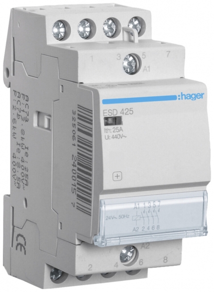 REG-Schütz Hager ESD 24VAC 4 Schliesser 0 Öffner 25A 2TE 