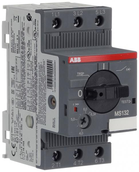 Démarreur de moteur AMD ABB MS132, 2.2kW AC-3 (4…6.3A) 3L à vis 