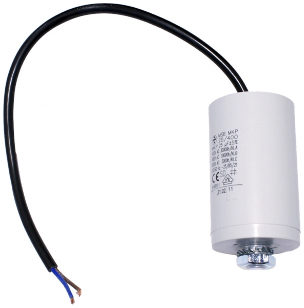 Condensateur HYDRA MSB MKP 25 /400 25µF 500V pour moteur Ø50×80mm 