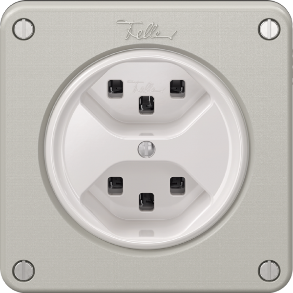 Steckdose NEVO, 2×T23, lichtgrau 
