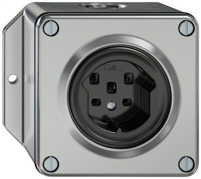 AP-Steckdose ELEMENT SNAPFIX® 1×Typ 25 16A 440V IP20 alu 