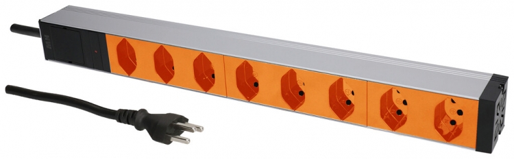 Presa multipla PDU 19" MH maxCONNECT 8×T13 1UA Td 3×1.5mm² 3m alu/arancione 