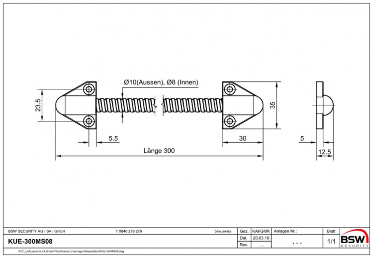 Kit passaggio cavo 300mm, Ø10/8mm, ottone/plastica 