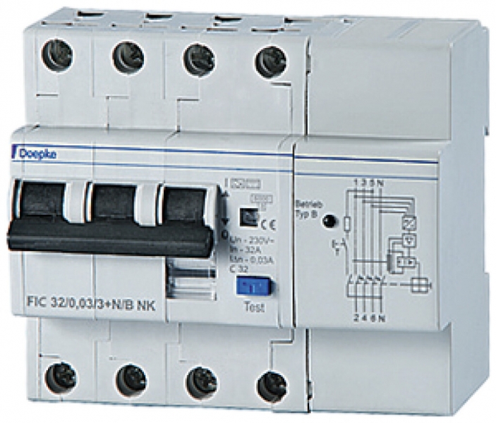 Disjoncteur différentiel Doepke FIC C 3L+N 20A 300mA 6kA 