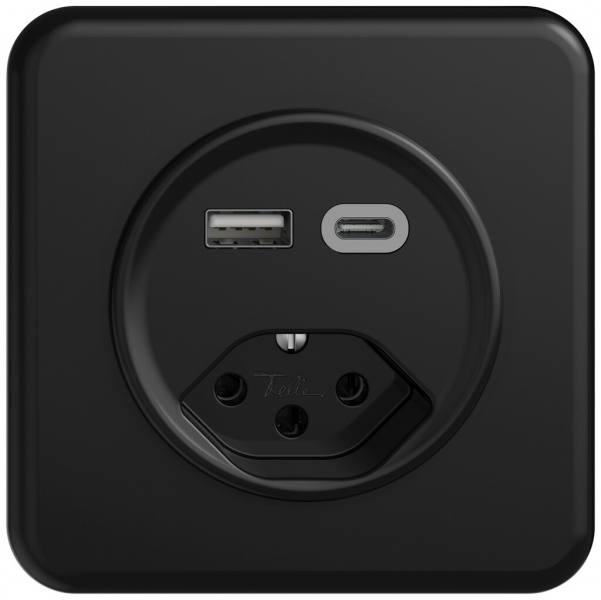 UP-USB-Ladesteckdose STANDARDdue SNAPFIX® USB A+C/T13 3A 230V AC sz 