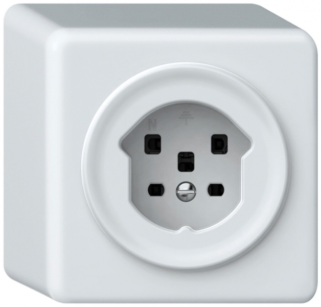 Prise AP origin 1×type 25 16A 230V 88×88×54mm blanc 