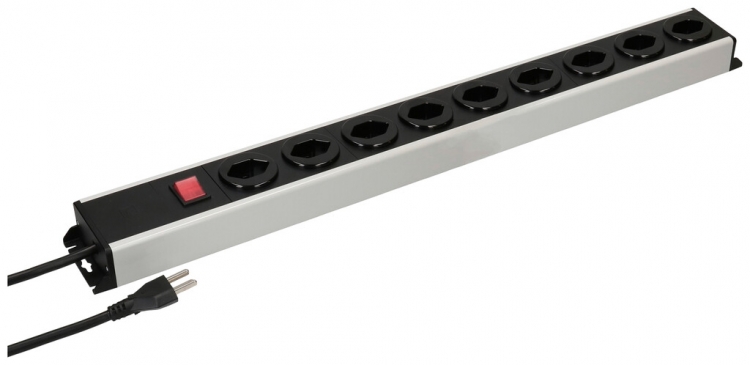 Prise multiple MH POWER LINE 16A interrupteur 9×T23 1.5m gris-noir 