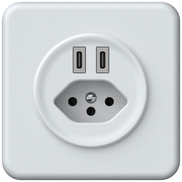 Presa di carica USB INC origin 2×USB-C 3000mA 5V con tipo 13 bianco 