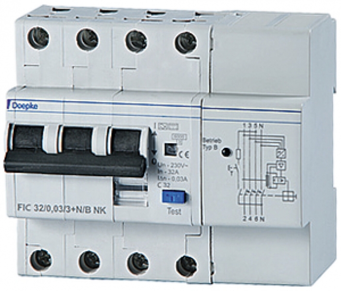 Disjoncteur différentiel Doepke FIC C 3L+N 13A 300mA 6kA 