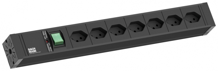 Presa multipla BACHMANN 7×T13 2m con interruttore nero 