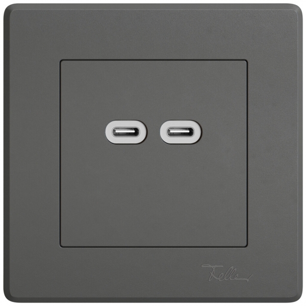 Prise de charge USB ENC EDIZIO.liv SNAPFIX® 230VAC 18W 2×USB C grf 