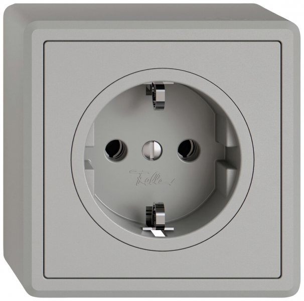 Prise AP EDIZIO.liv SNAPFIX® SCHUKO 16A 230V 74×74mm gris clair 