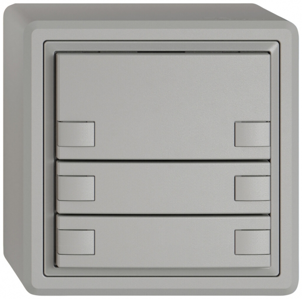 Poussoir KNX RGB AP EDIZIO.liv SNAPFIX® capteur temp.s.LED 6× comm.1T grc 