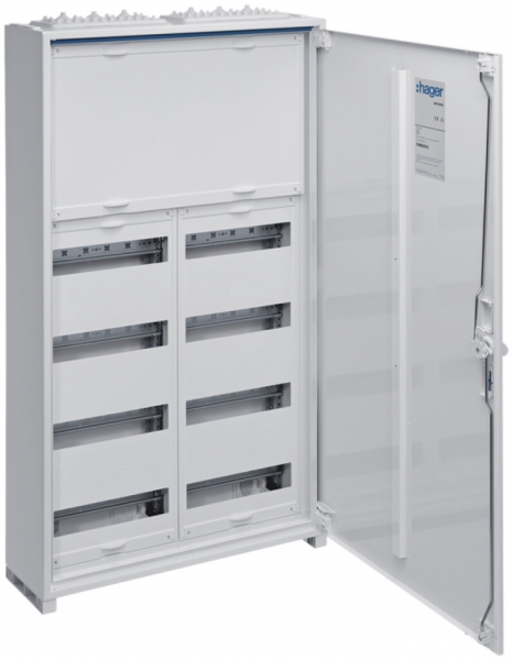 Distributeur AP Hager univers 6 rangées 96UM porte IP44 550×950×160mm 