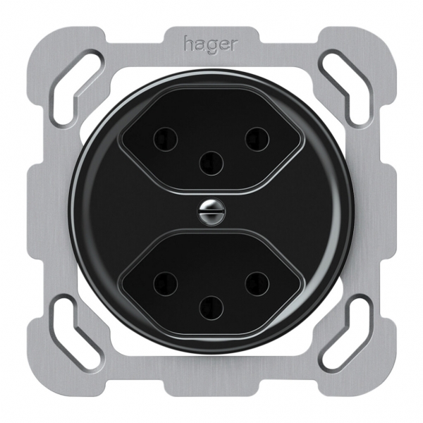 Prise ENC origin 2×type 13 10A 230V 77×77mm noir 