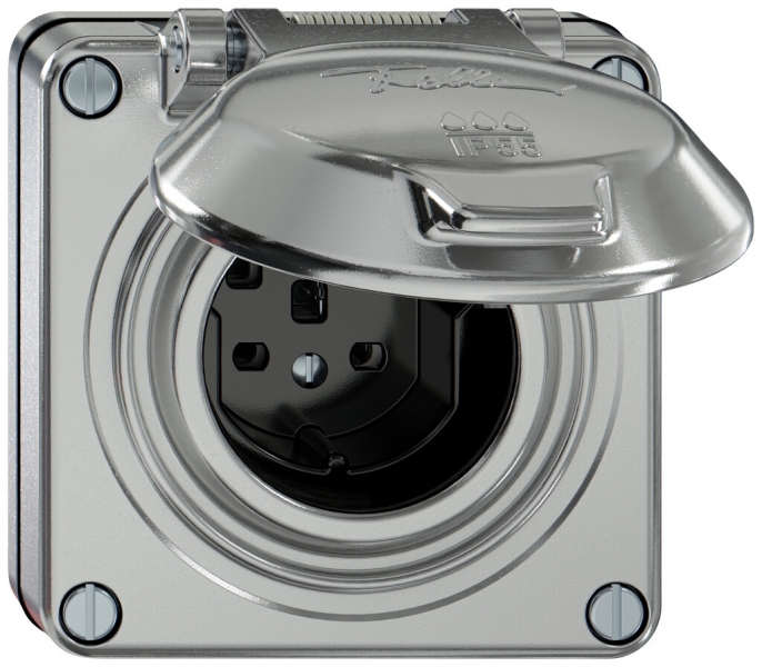 Prise ENC ELEMENT SNAPFIX® 1×type 25 16A 440V avec clapet IP55 alu 
