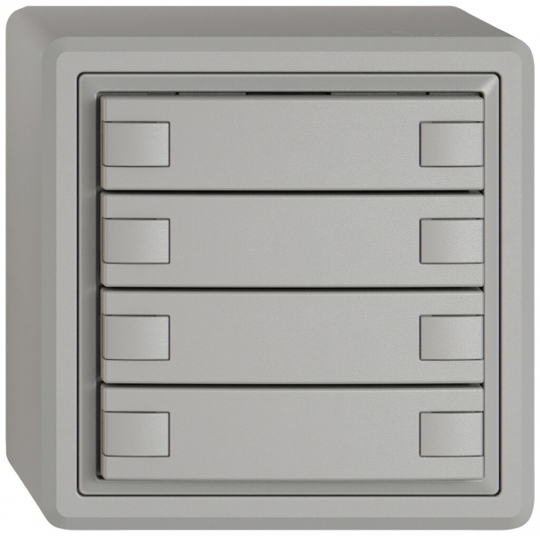 Poussoir KNX RGB AP EDIZIO.liv SNAPFIX® capteur temp.s.LED 4× comm.2T grc 