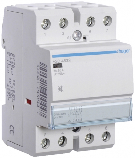 Contattore AMD Hager 24VAC 4 chiusura 0 apertura 63A senza ronzio 3UM 