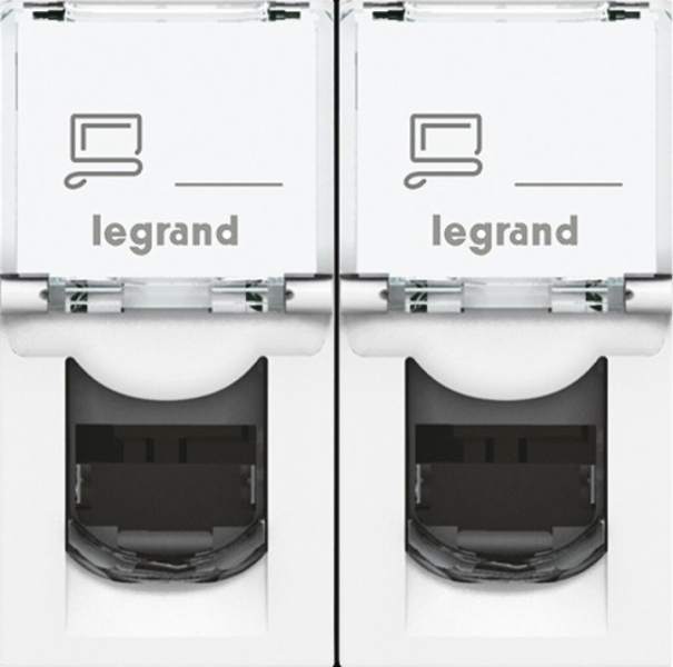 Prise INC MOS UTP 2×RJ45 blanc cat.5e 1mod. 
