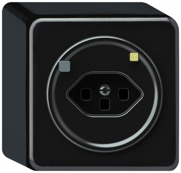 Presa FI AP origin 1×tipo 23 30mA 16A 230V 88×88×54mm nero 