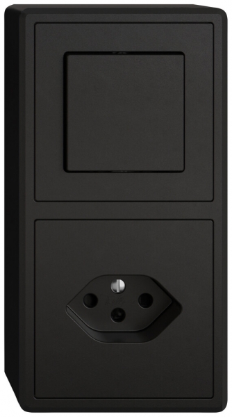 AP-Kombination EDIZIO.liv SNAPFIX® 2×1 140×74mm Schema 3/1L+1×T13 schwarz 