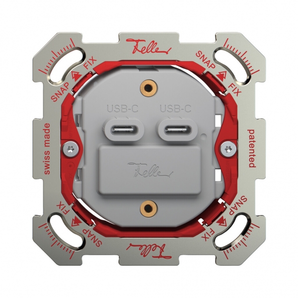 Presa di ricarica USB INC Feller SNAPFIX® 230VAC 18W 2×USB C 