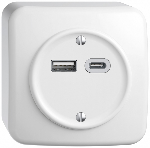 Presa di carica USB AP STANDARDdue SNAPFIX® 230V AC 18W 1×USB A 1×USB C bi 