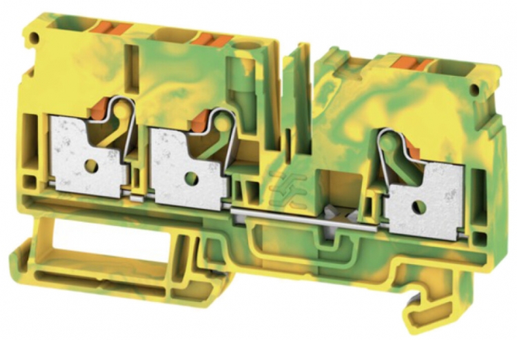 Schutzleiter-Reihenklemme Weidmüller A3C PUSH IN 6mm² 3 Anschlüsse grün/gelb 
