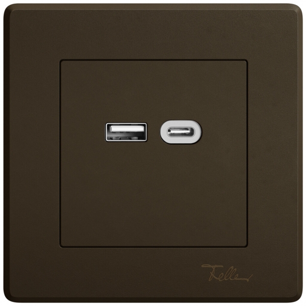 UP-USB-Ladesteckdose EDIZIO.liv SNAPFIX® 230VAC 18W 1×USB Typ A 1×USB Typ C br 