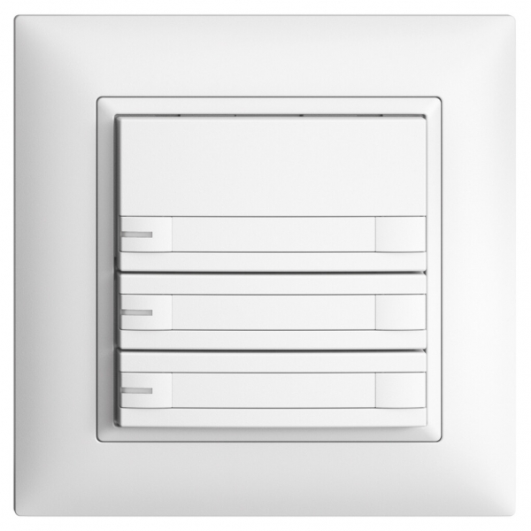 Poussoir KNX RGB ENC EDUE FMI, 250mW, a.LED RGB, papier, 3×pouss., C.2×T., bc 