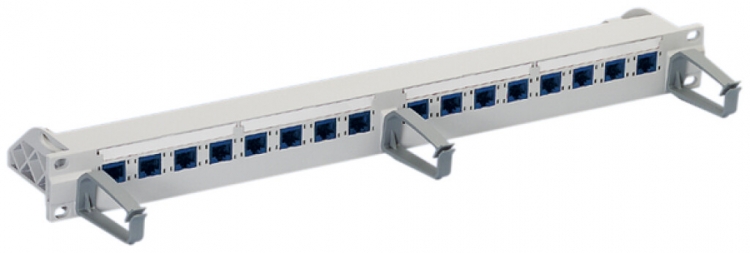 Pannello patch 19"R&M 1UA Rack 16×RJ45/u freenet cat.6 grigio 