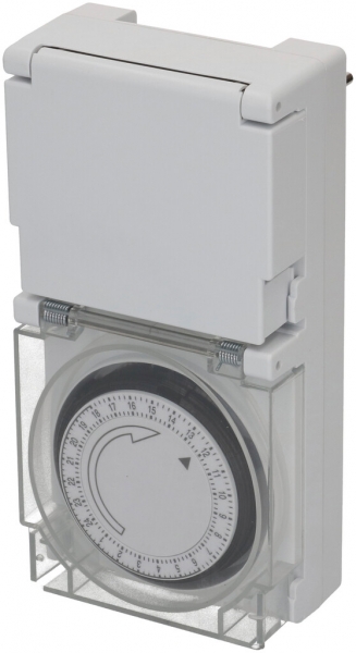 Timer a presa MAX HAURI analogico 24h 1×tipo 13 10A 230V IP55 bianco 