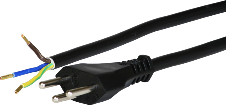 Câble d'appareil Td 3×1mm² 3m noir fiche T12 