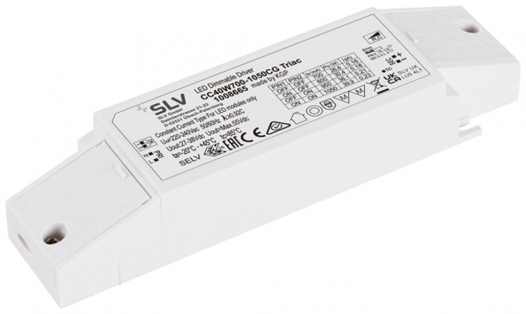 Alimentation LED SLV 26.6…39.9W 27…38V 700…1050mA VAR 172.3×44×30mm 