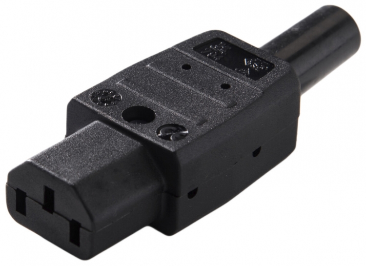 Presa d'apparecchi tipo C13 (F) ELBRO 10A 230VAC dritto max.70°C nero IP20 