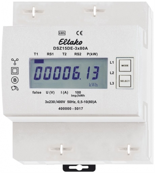 Compteur d'énergie AMD Eltako DSZ15DE, 3×80A tarif unique/double 