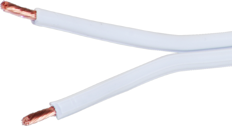 Câble plat pour haut-p. 2×2.5mm² blanc bobine à 100m 