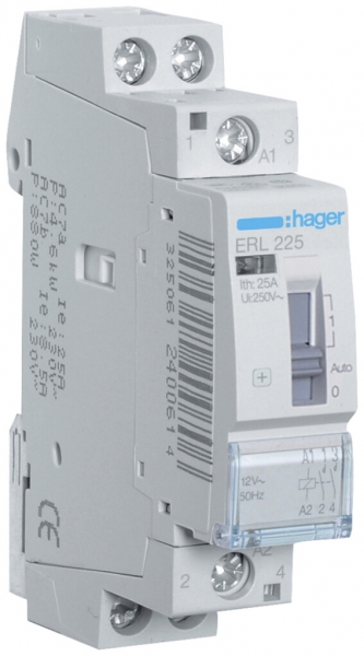 Contacteur AMD Hager ERL 12VAC 2 fermeur 25A 1UM 