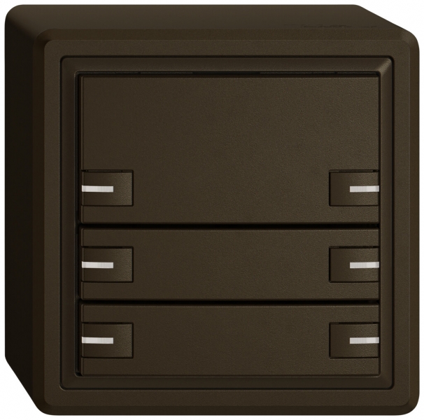 Poussoir KNX RGB AP EDIZIO.liv SNAPFIX® capteur temp.RGB-LED 6× comm.1T br 