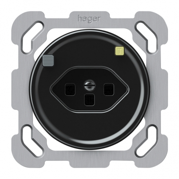 Prise FI ENC origin 1×type 23 30mA 16A 230V 77×77mm noir 