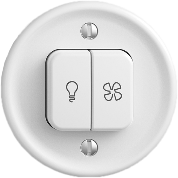 Interrupteur p.lumière+ventilation STANDARDdue blanc, contrôle, LED jaune 