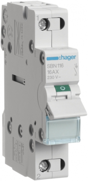 Interruttore AMD Hager 16A 230V 1 chiusura 0 apertura 0 invertitore 1UM 