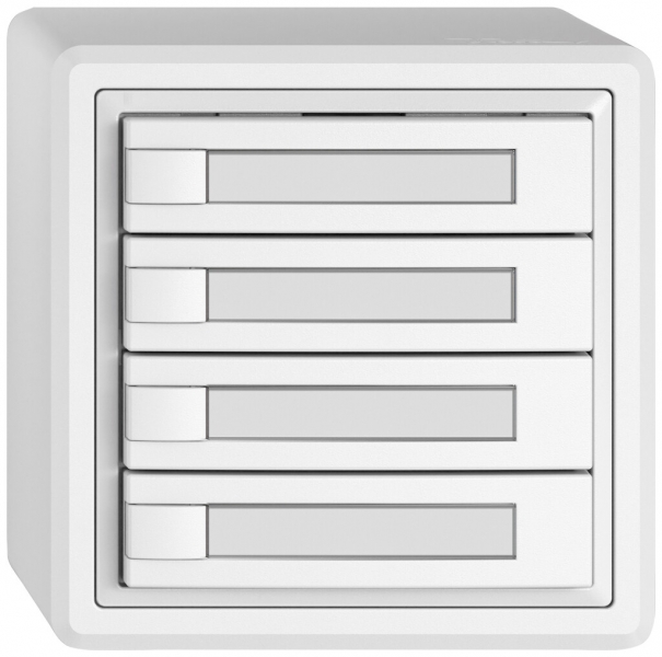 Pulsante universale AP EDIZIO.liv UNI SNAPFIX® 12…48V s.LED 4× com.1T targ.bi 