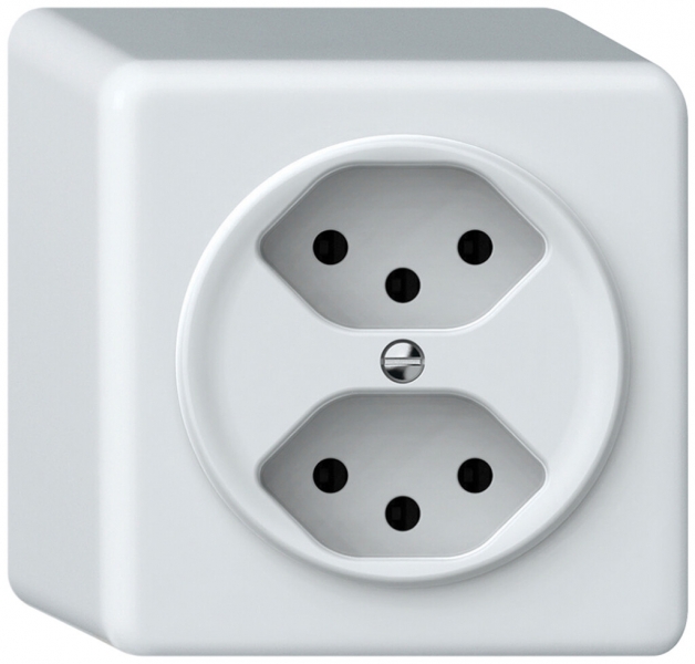 Prise AP origin 2×type 13 10A 230V 88×88×54mm blanc 