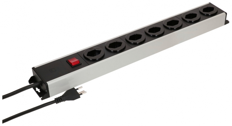 Presa multipla MH POWER LINE 10A interruttore 7×T13 1.5m grigio-nero 
