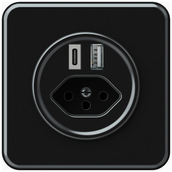 Prise de charge USB ENC origin 1×USB-A 1×USB-C 3000mA 5V avec type 13 noir 
