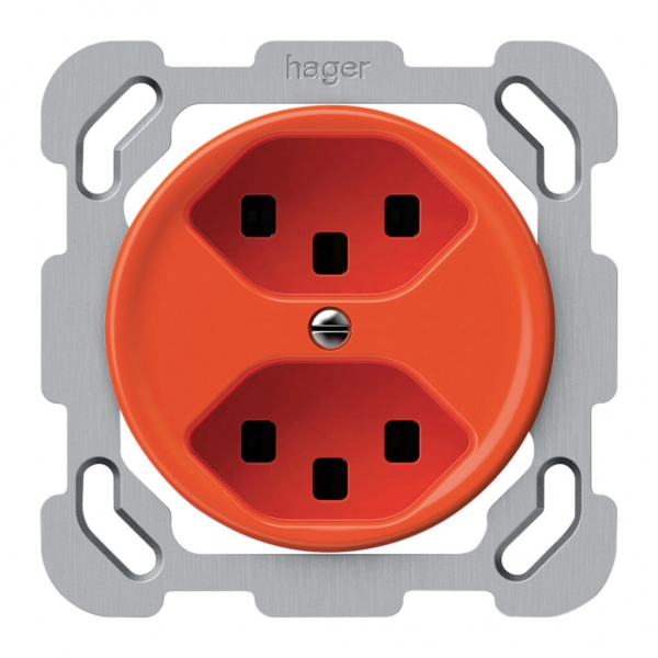 Presa INC origin 2×tipo 23 16A 230V 77×77mm arancione 