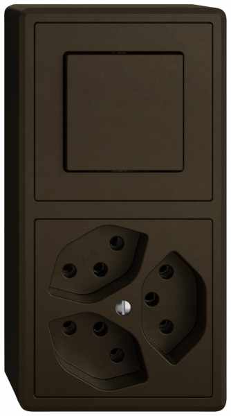 Combinazione AP EDIZIO.liv SNAPFIX® 2×1 140×74mm schema 3/1L+3×T13 marrone 