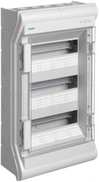 Distributore AP Hager vector 3-file 36UM IP54/IP65 310×552×151mm 